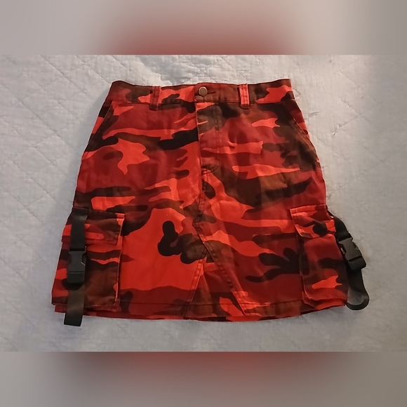 C’Est Toi Dresses & Skirts - C'EST TOI  Red Camo Mini Skirt With Pockets!